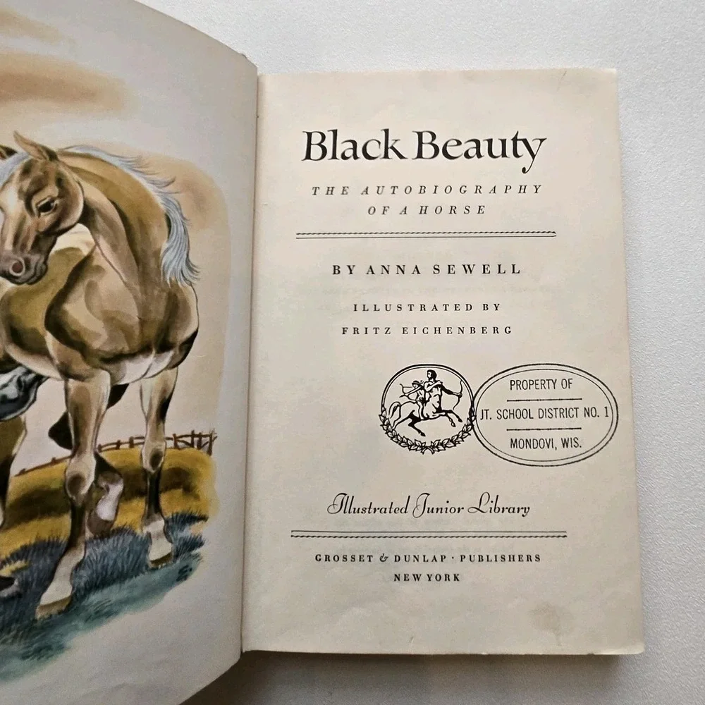 Black Beauty by Anna Sewell 1945 Illustrated Junior Library Edition Hardcover‎
